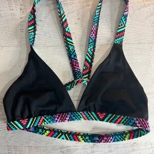 Tribal Print Black Bikini Top